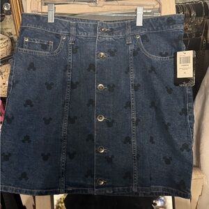 Disney Blue Denim Skirt with Mickey Pattern